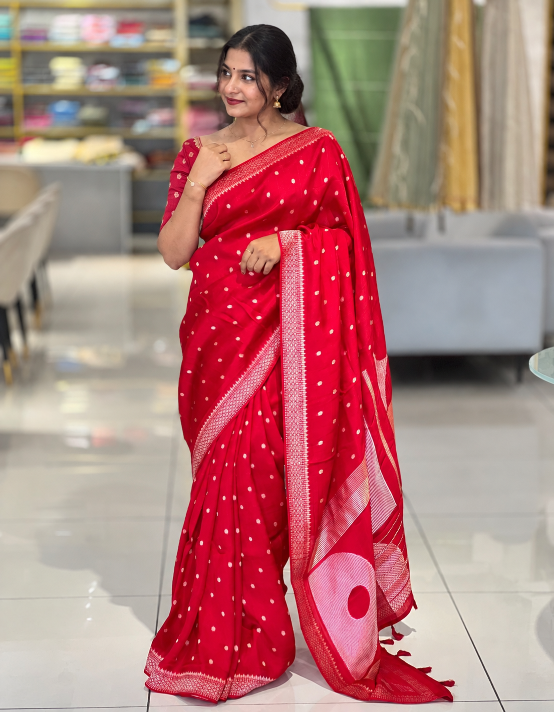 Zari Buta Detailed Banarasi Silk Saree | DVS177