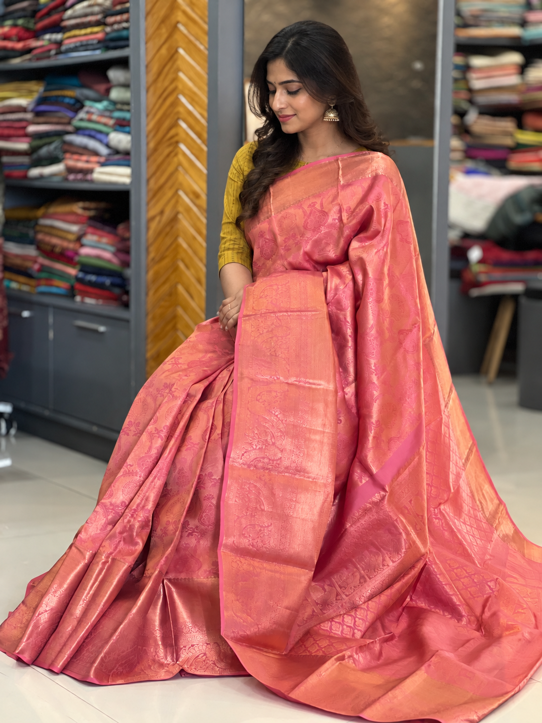 Onion Pink Shade Bridal Kanchipuram Saree | AKS111D