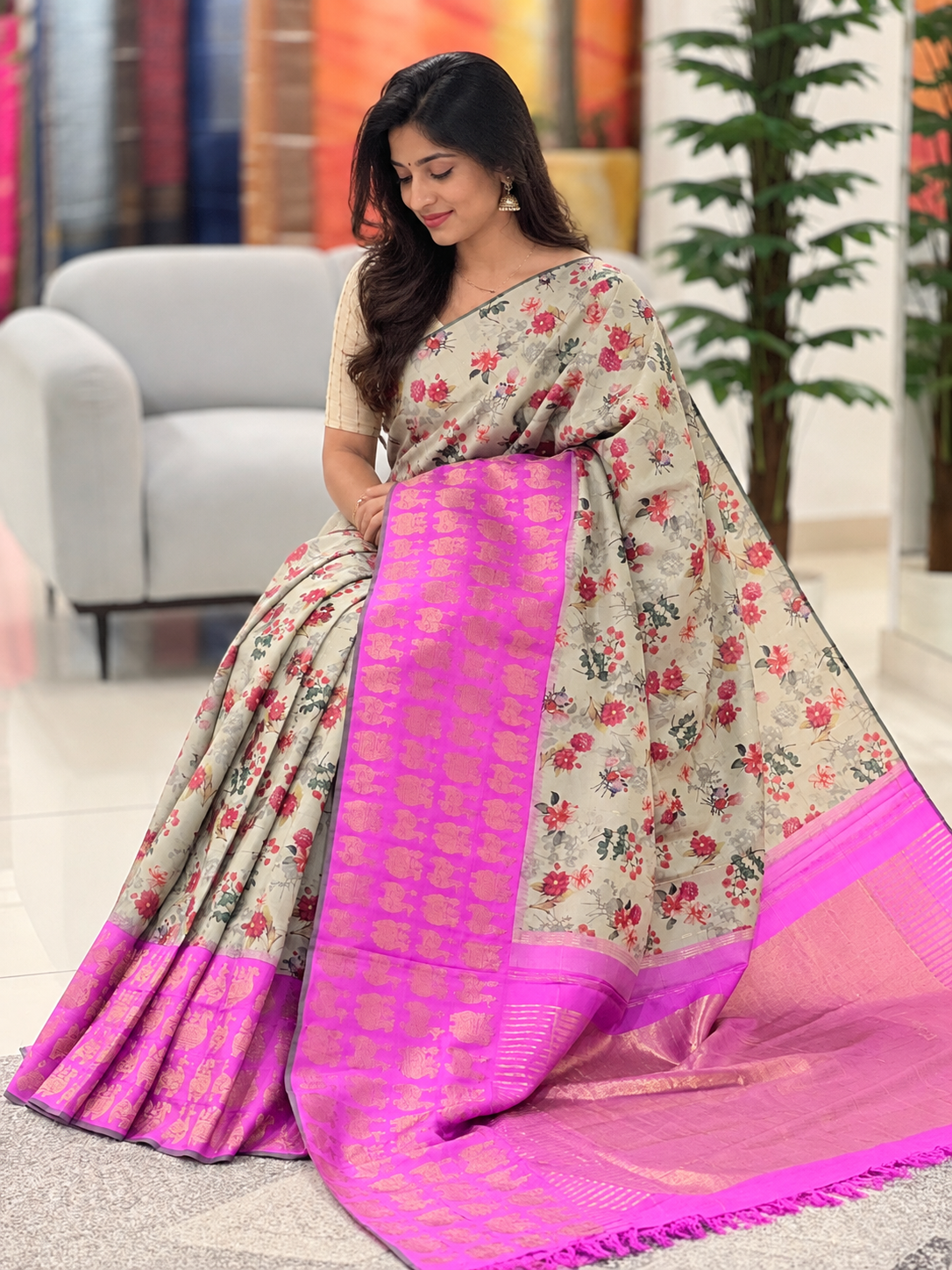 Digital Printed Kanchipuram Saree | AK114