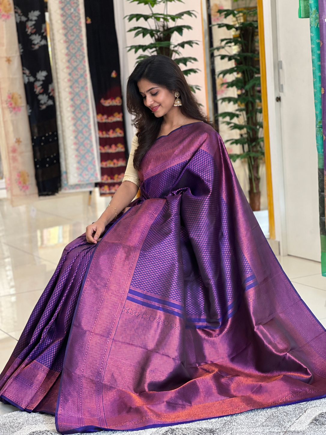 Copper Zari Weaving Kanchipuram Saree | HH119