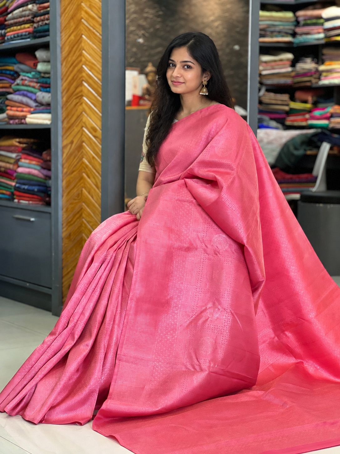 Bright Pink Shade Kanchipuram Saree | VSR112