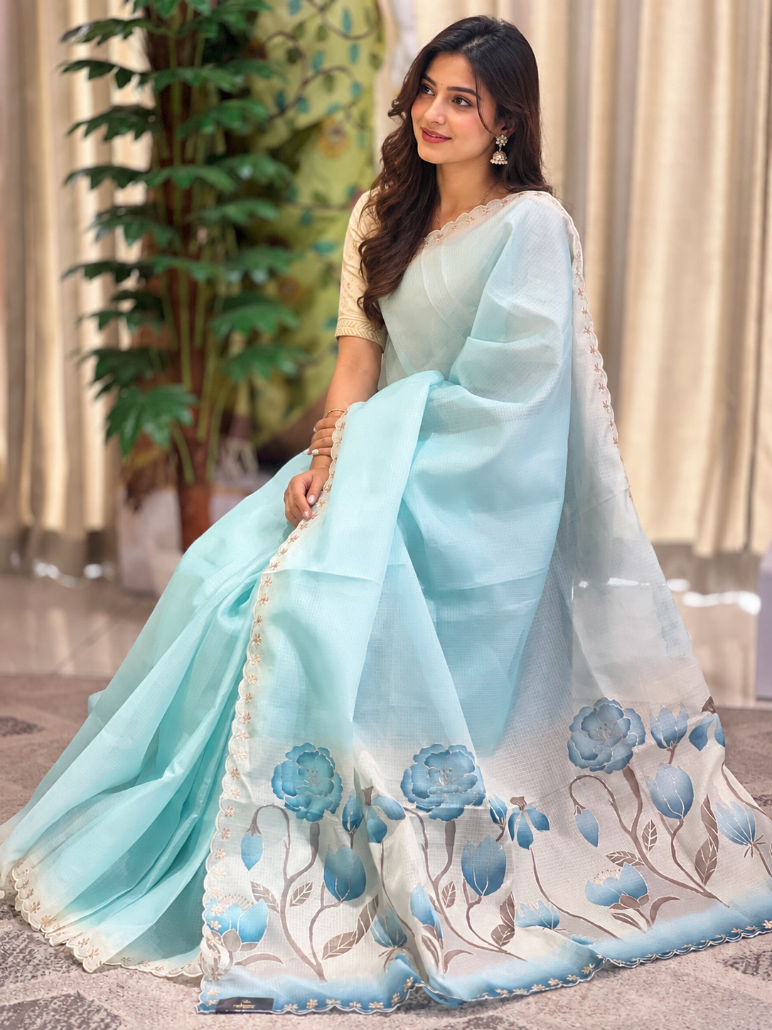 Floral Printed Silky Kota Saree | BLD1356