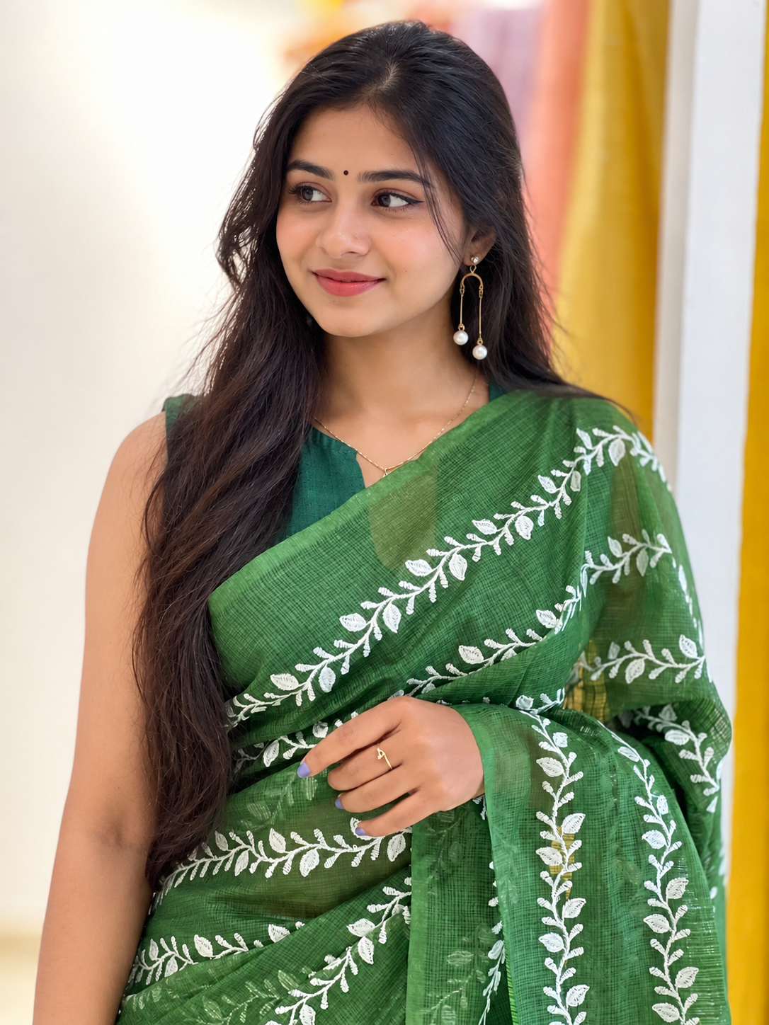 Thread Embroidered Silky Kota Saree | NHH381