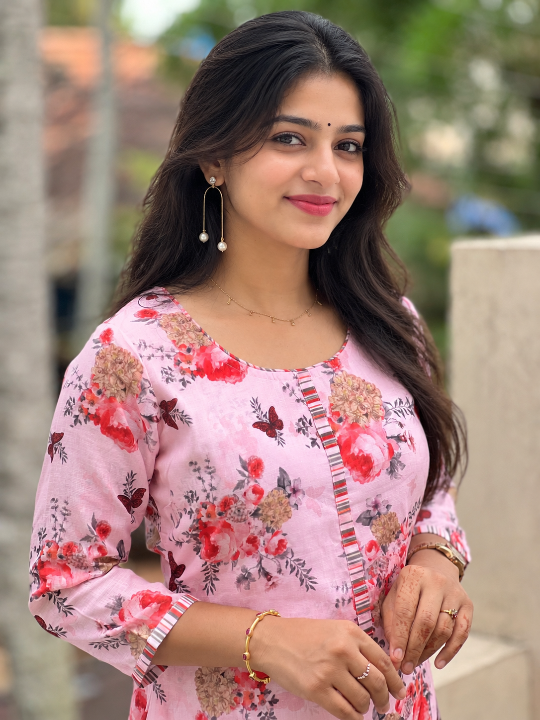 Floral Digital Print Design Slub Cotton Kurta Set | SV237