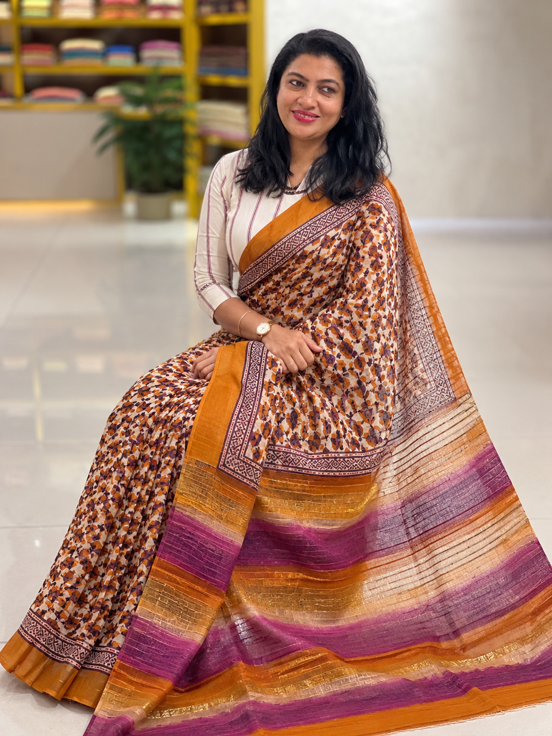 Geecha Tussar Saree With Print Detailing | SIK123