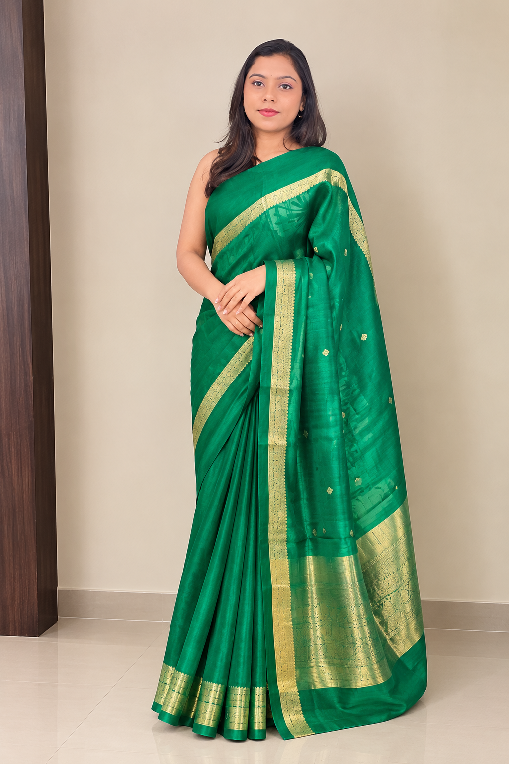 Buta Woven Satin Patta Bordered Tussar Saree | YNG1551