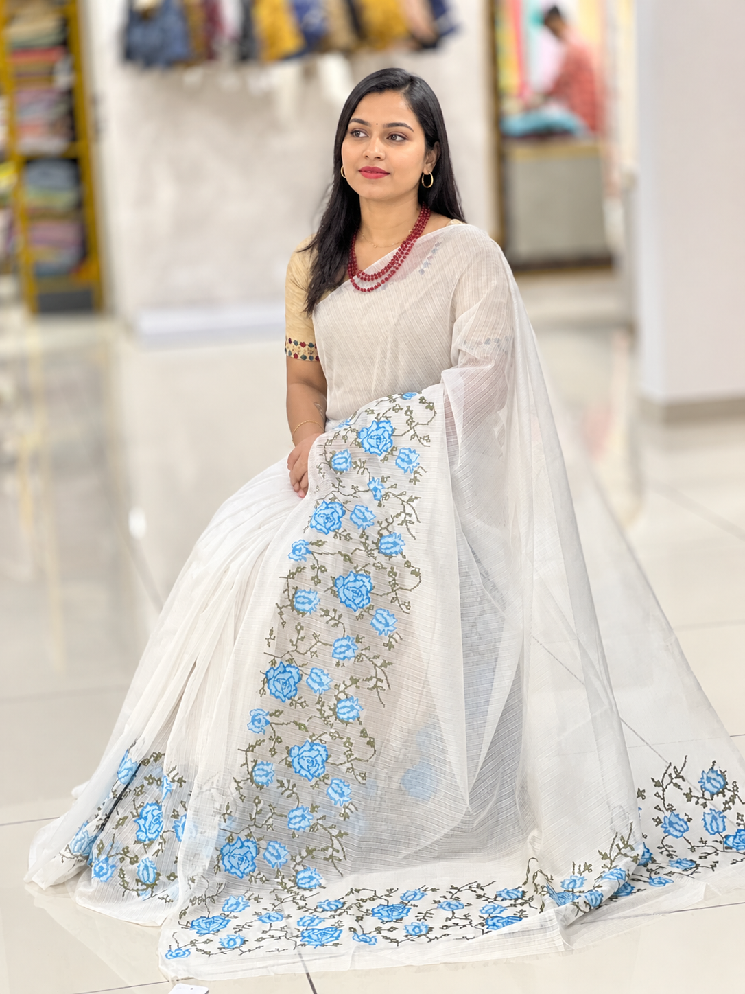 Cross Stitch Embroidery Kota Saree | NHH244