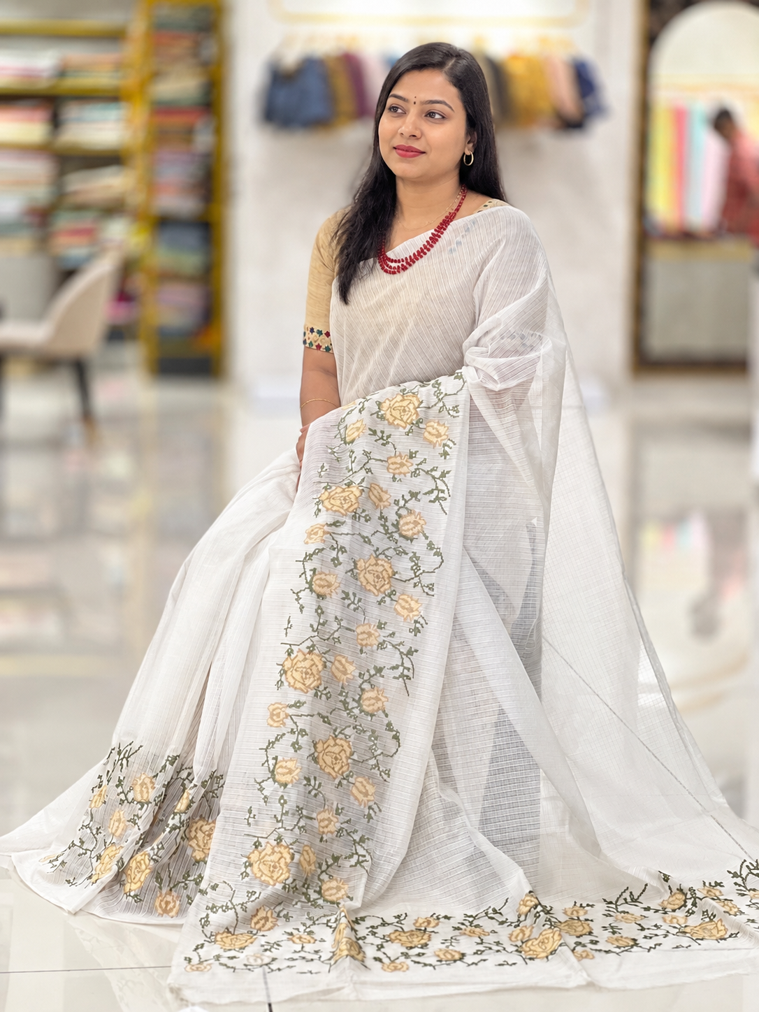 Cross Stitch Embroidery Kota Saree | NHH244
