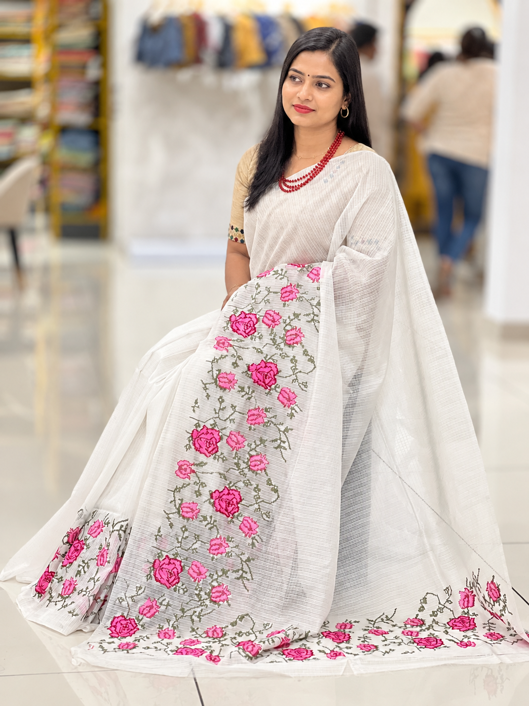 Cross Stitch Embroidery Kota Saree | NHH244