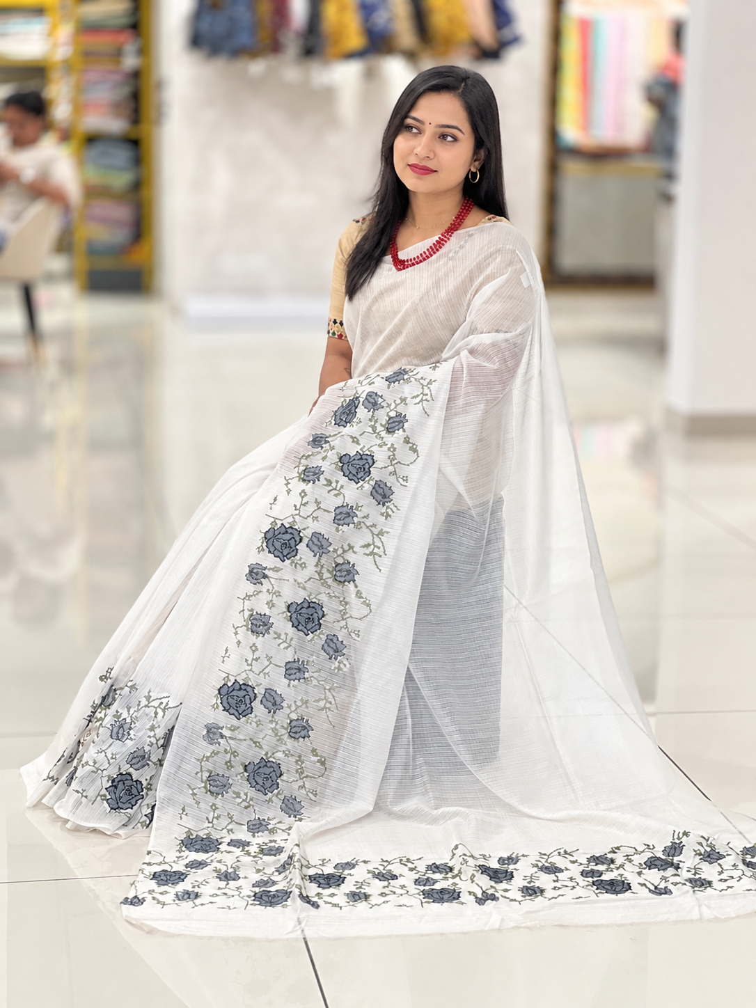 Cross Stitch Embroidery Kota Saree | NHH244