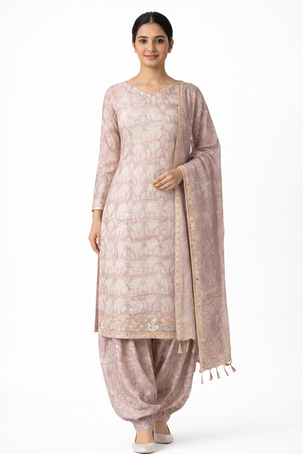 Printed Chanderi Salwar Set | JHF118
