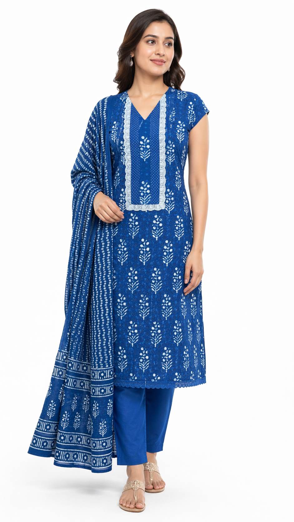 Attractive Scattered Floral Block Printed Cotton Salwar Set |SSC186