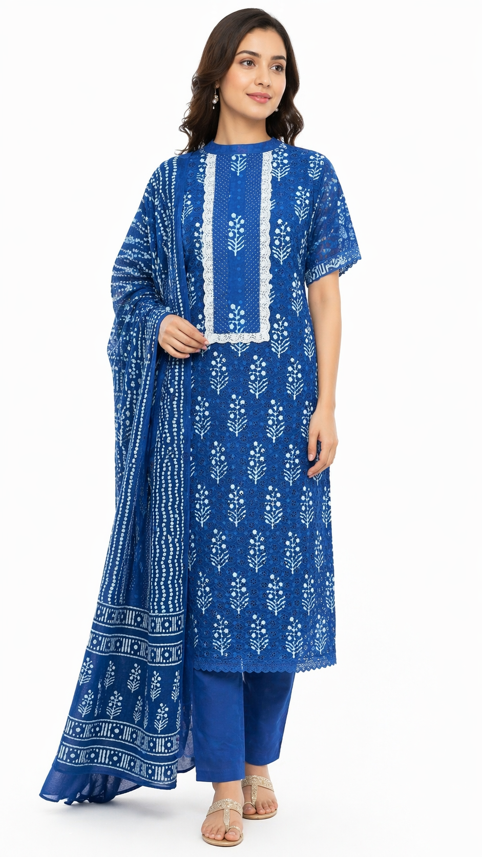 Attractive Scattered Floral Block Printed Cotton Salwar Set |SSC186