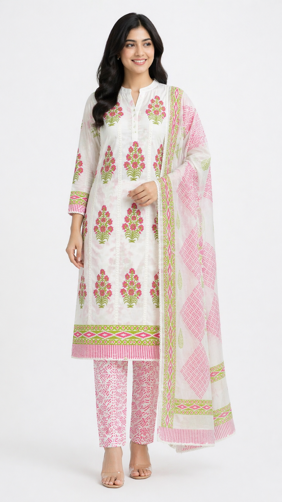 Floral & Geometric Hand Block Printed Cotton Salwar Set |SSC181