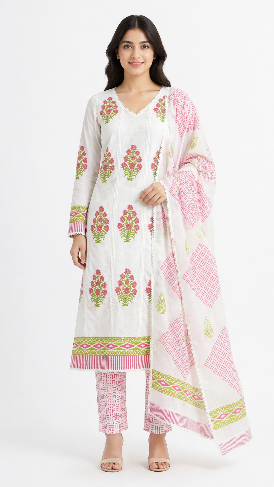 Floral & Geometric Hand Block Printed Cotton Salwar Set |SSC181
