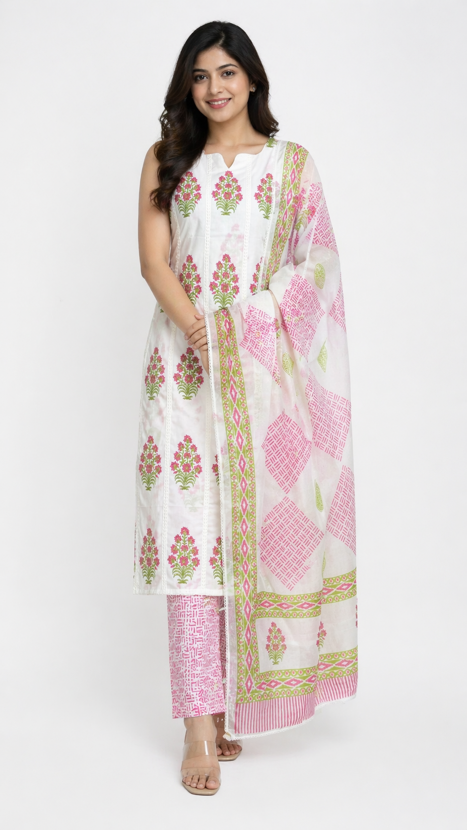 Floral & Geometric Hand Block Printed Cotton Salwar Set |SSC181