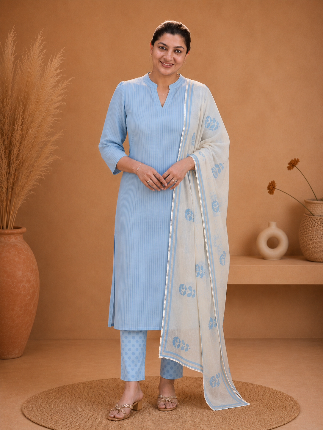 Stripes Pattern Cotton Salwar Set | HE295