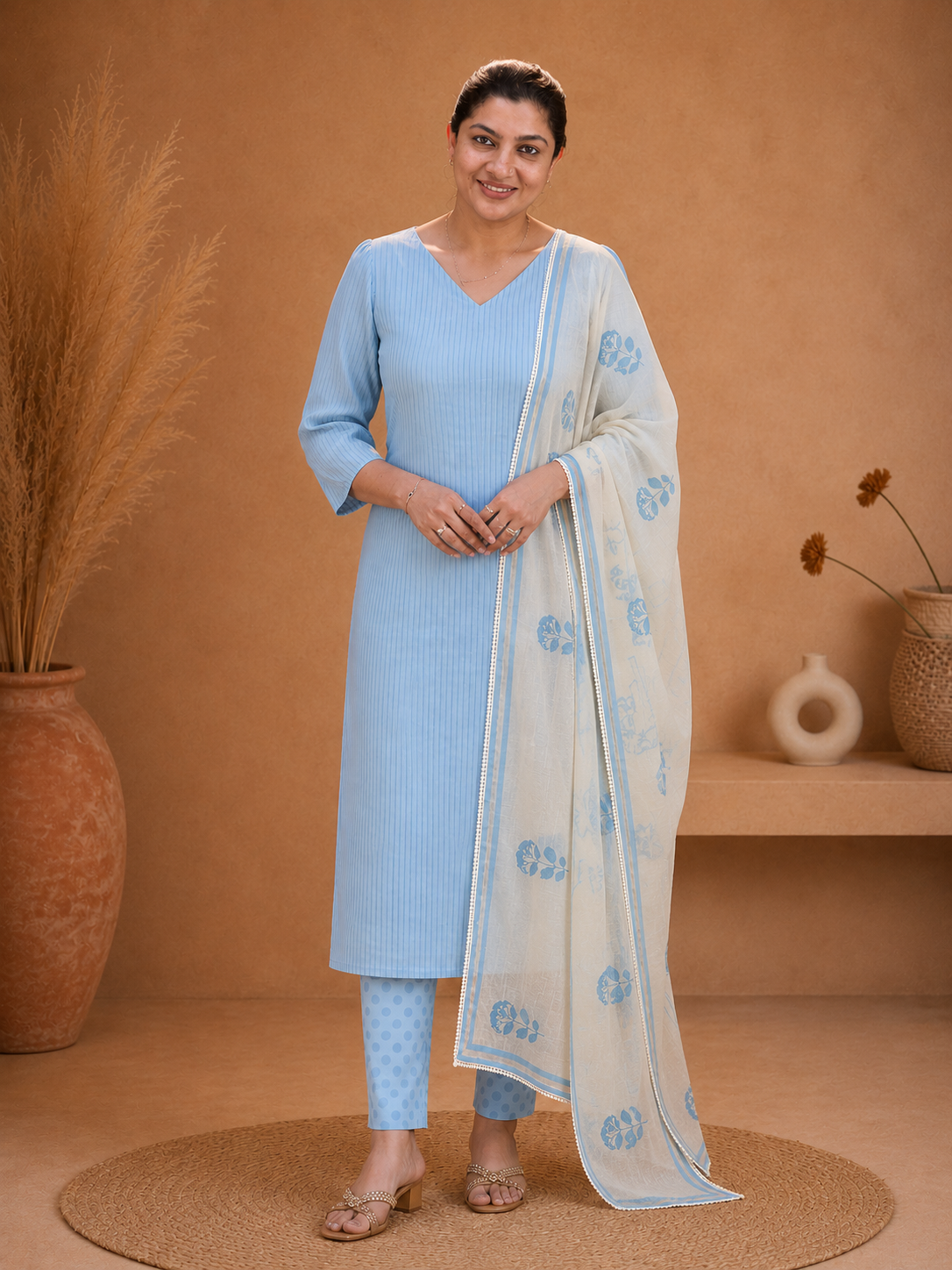 Stripes Pattern Cotton Salwar Set | HE295