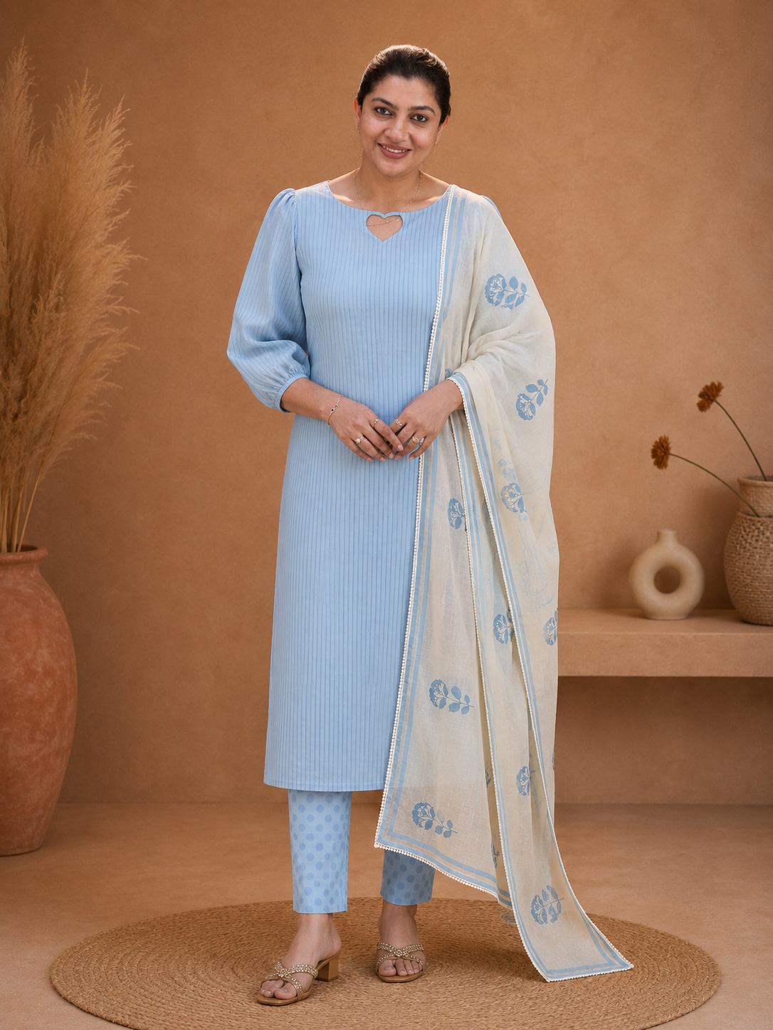 Stripes Pattern Cotton Salwar Set | HE295