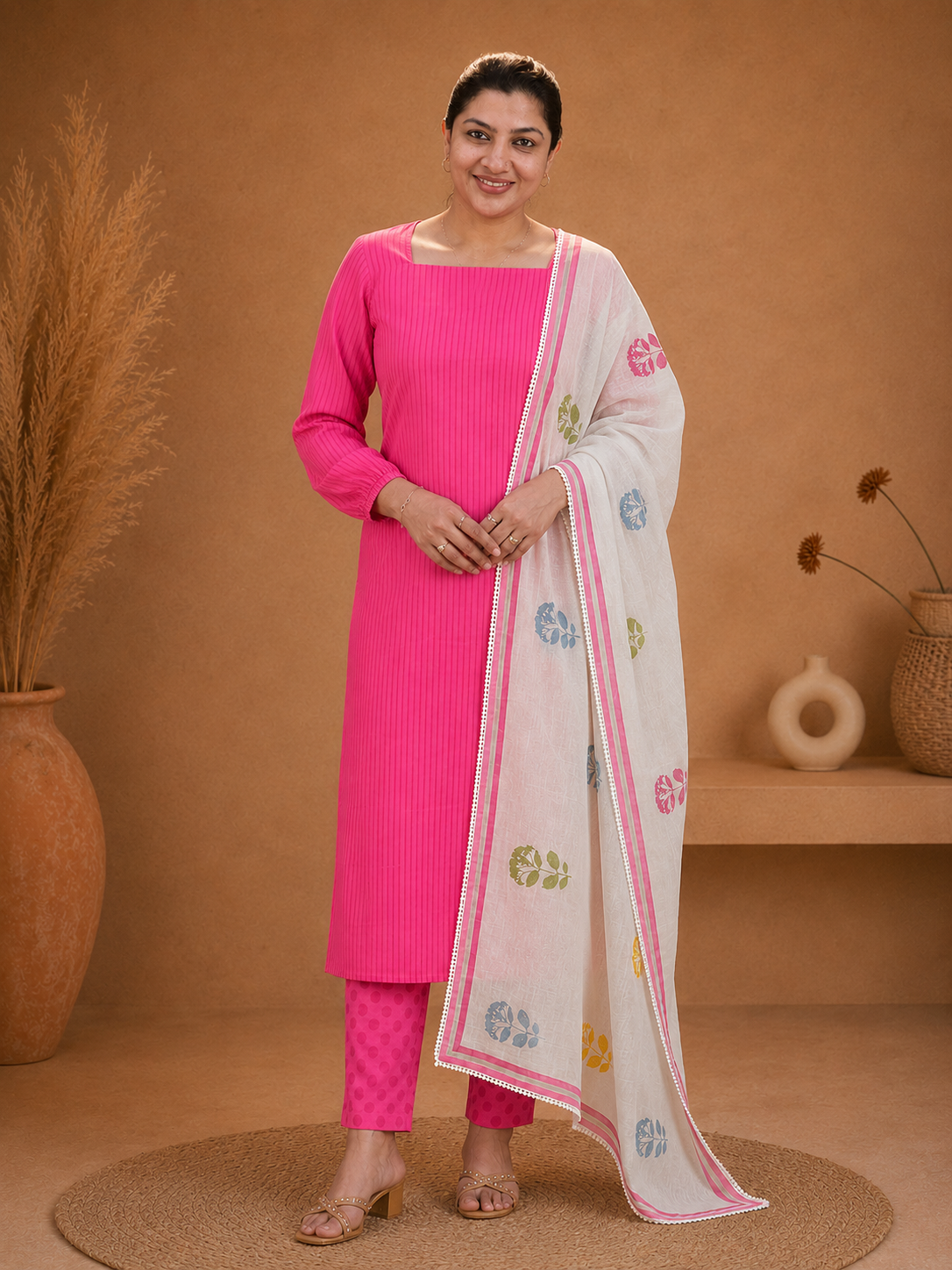 Stripes Pattern Cotton Salwar Set | HE298