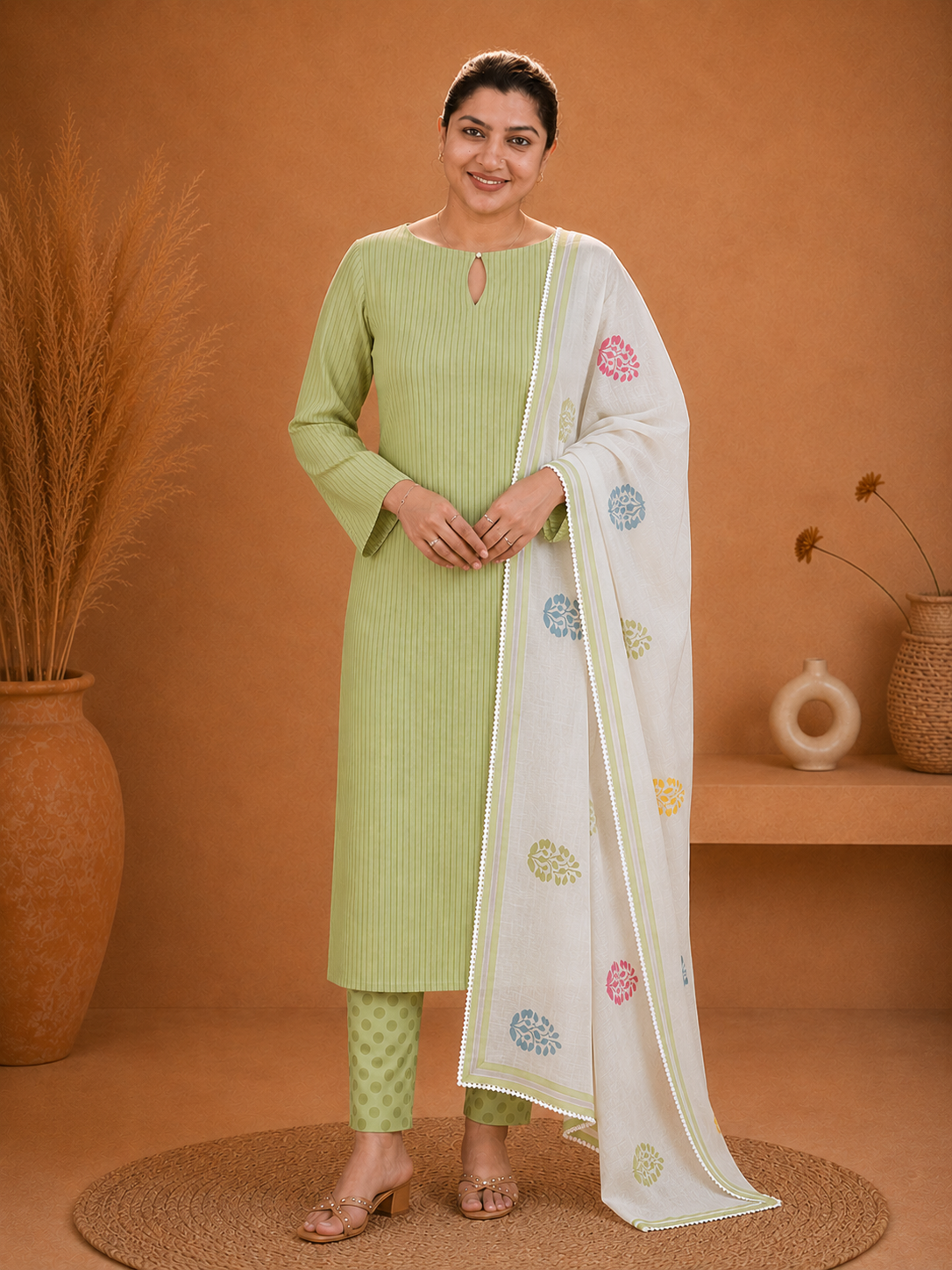 Stripes Pattern Cotton Salwar Set | HE296