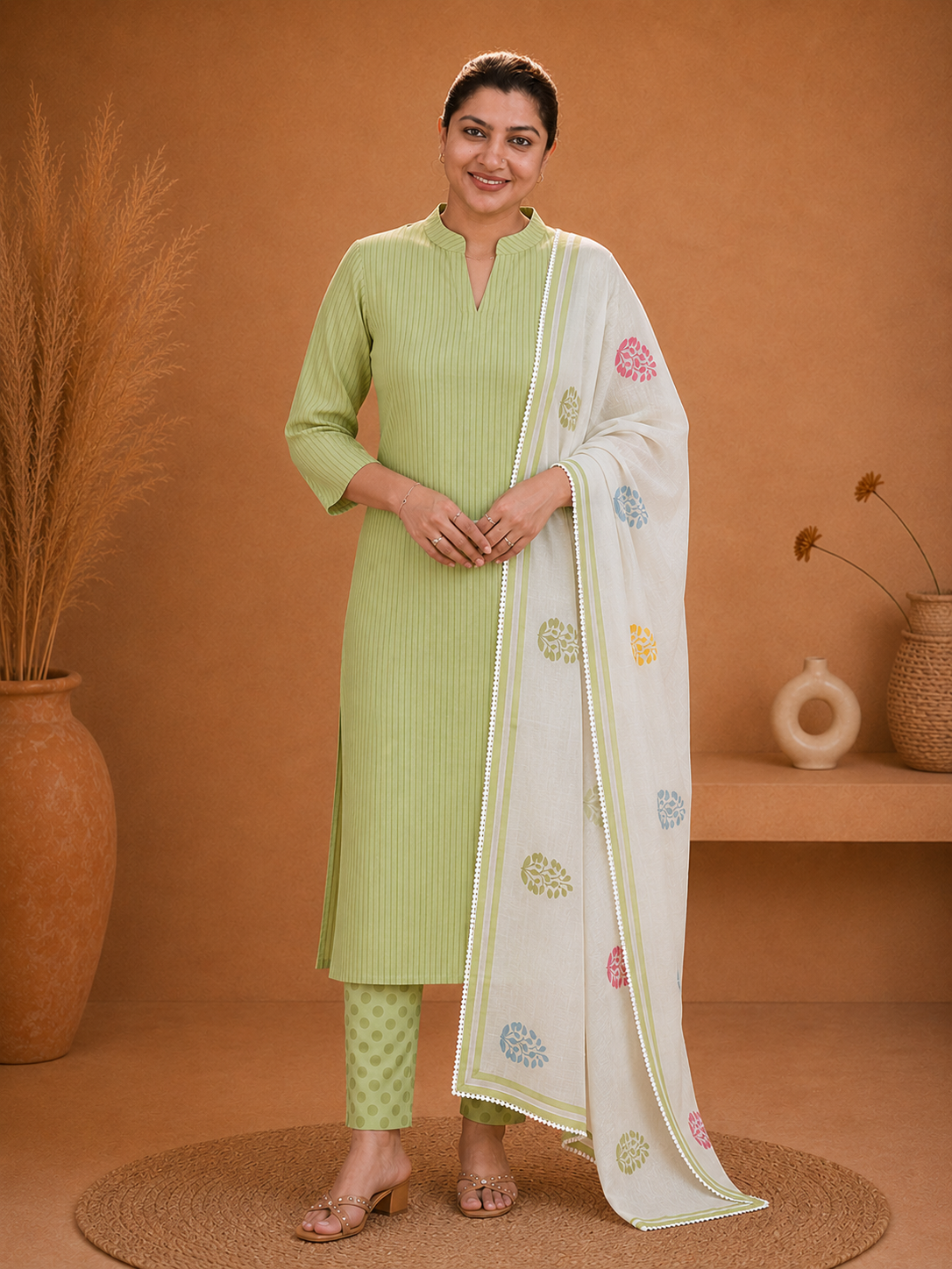 Stripes Pattern Cotton Salwar Set | HE296