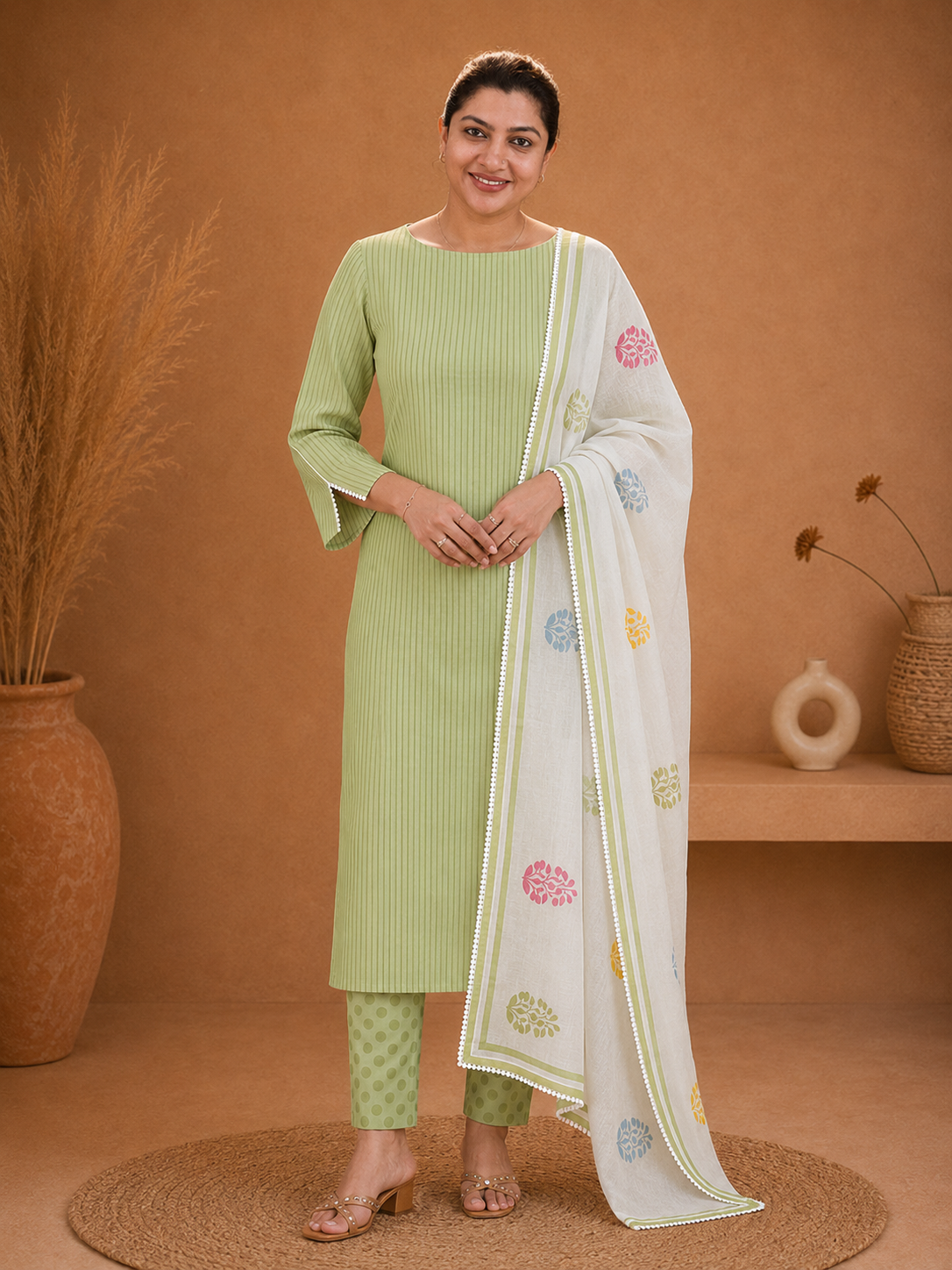 Stripes Pattern Cotton Salwar Set | HE296