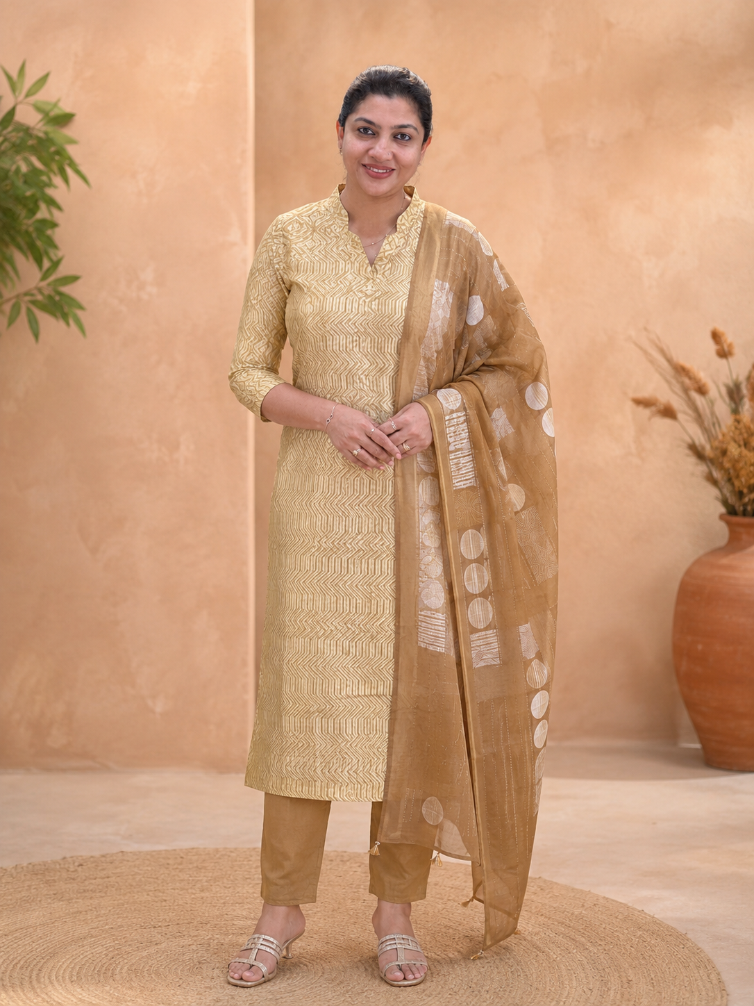 Geometrical Printed Pattern Chanderi Salwar Set | MM531