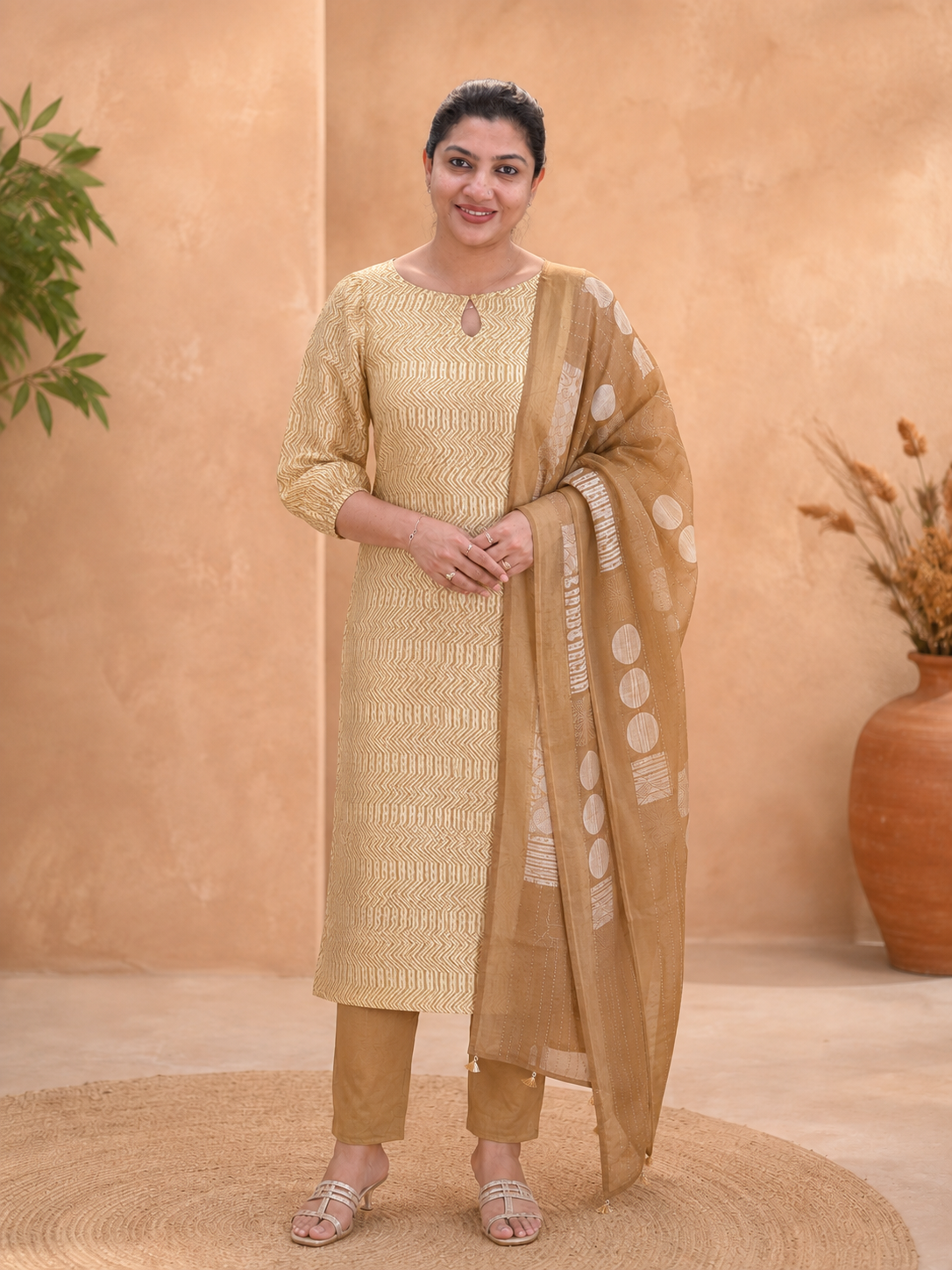 Geometrical Printed Pattern Chanderi Salwar Set | MM531
