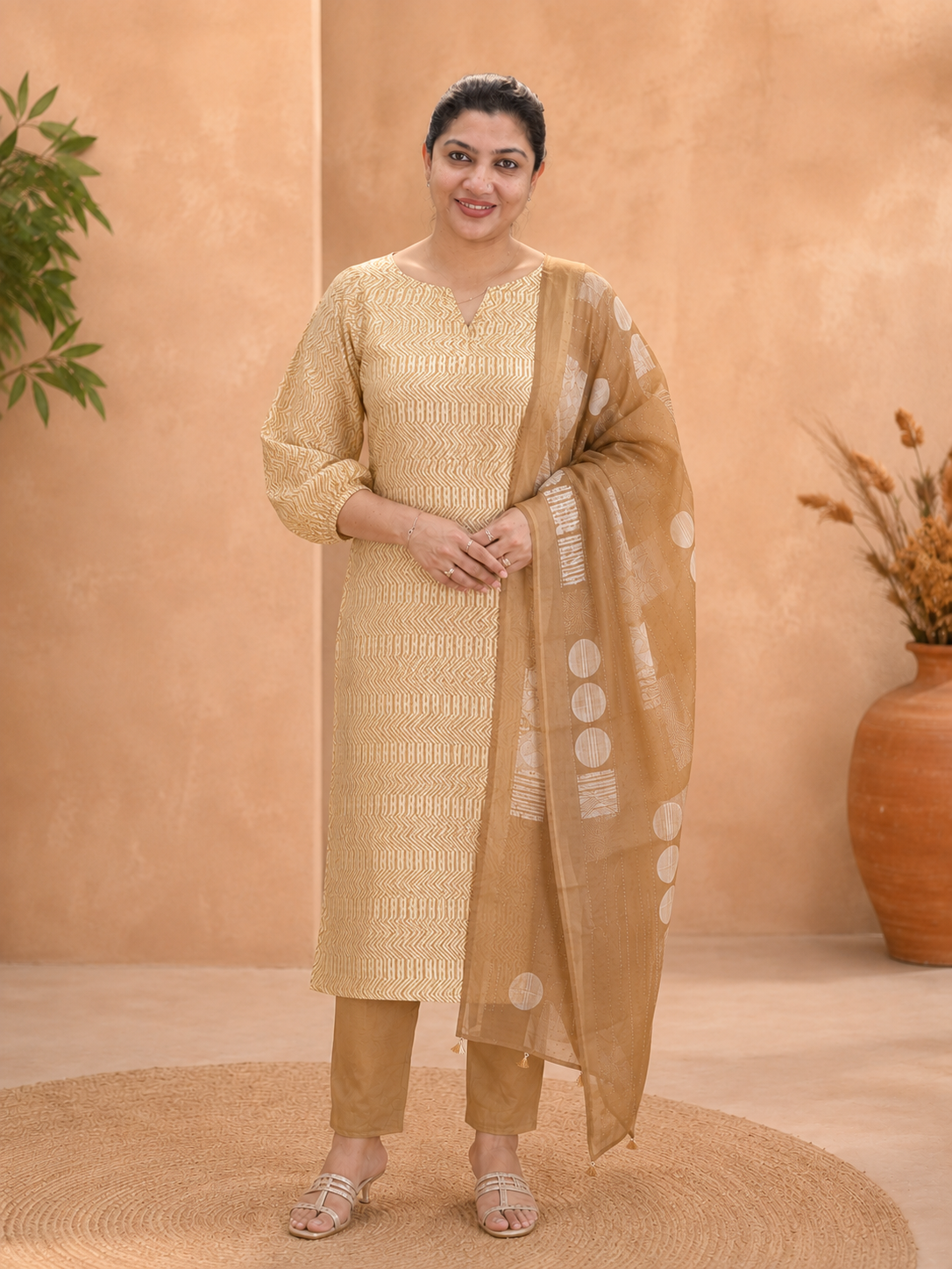 Geometrical Printed Pattern Chanderi Salwar Set | MM531