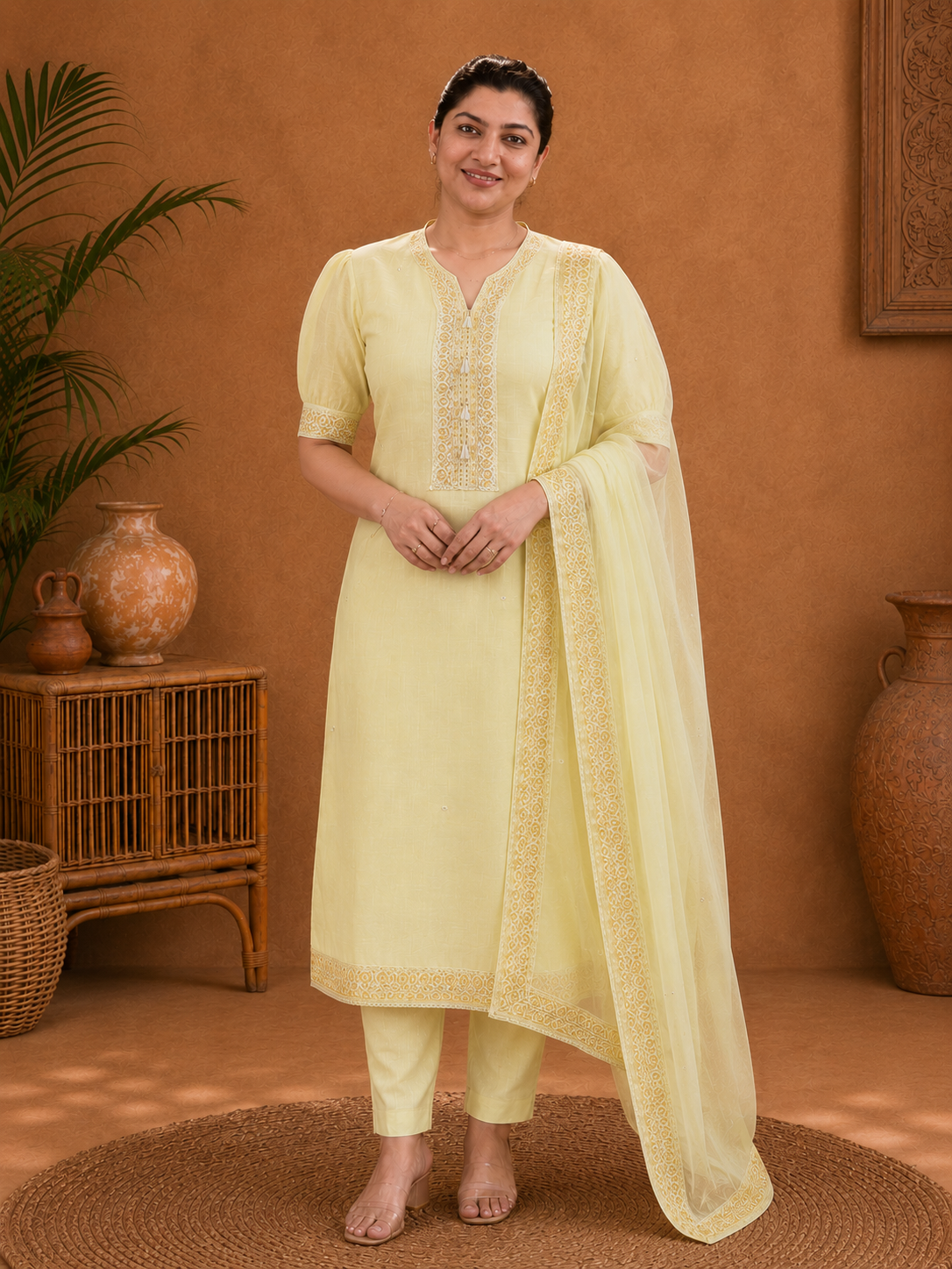 Embroidery & Print Detailing Chanderi Salwar Set |SSC156