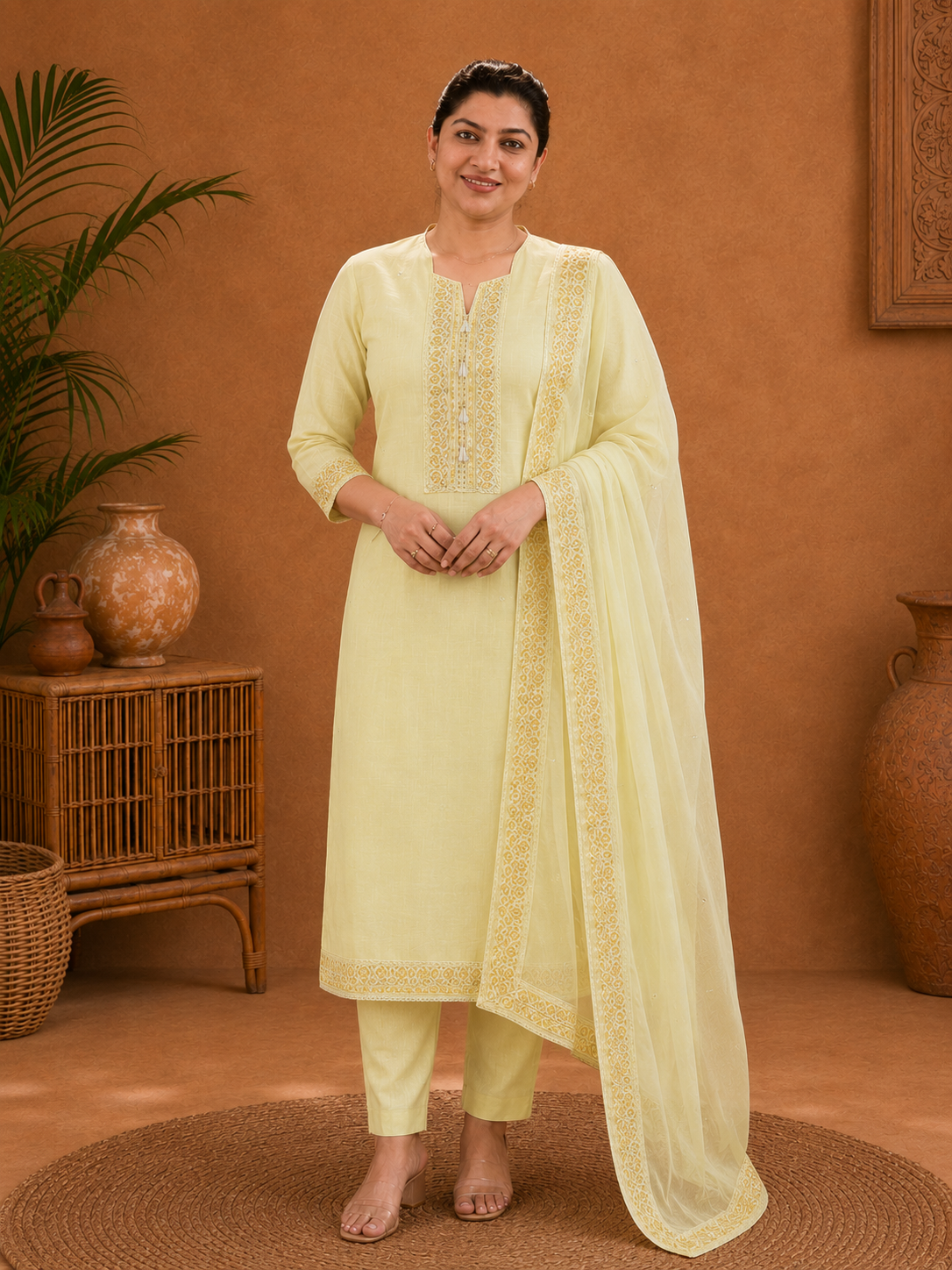 Embroidery & Print Detailing Chanderi Salwar Set |SSC156