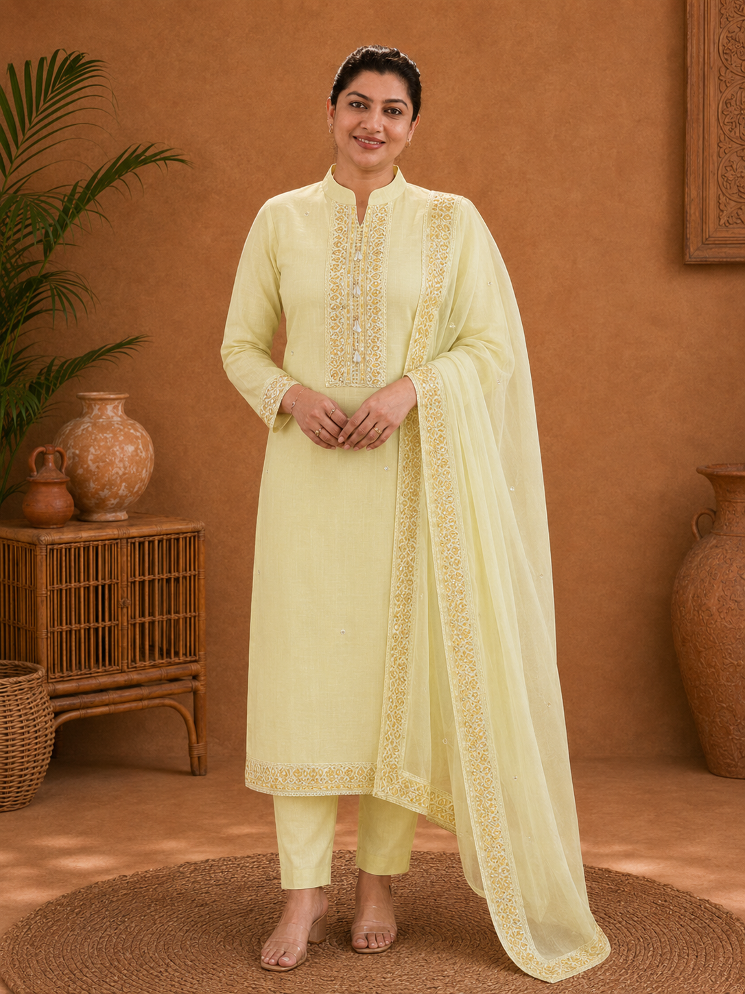 Embroidery & Print Detailing Chanderi Salwar Set |SSC156