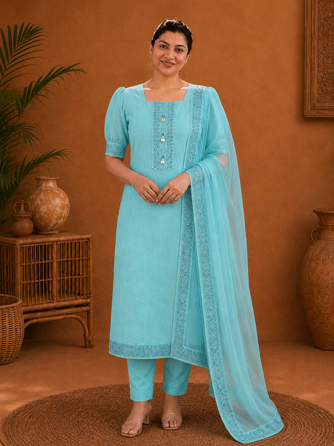 Embroidery & Print Detailing Chanderi Salwar Set |SSC159