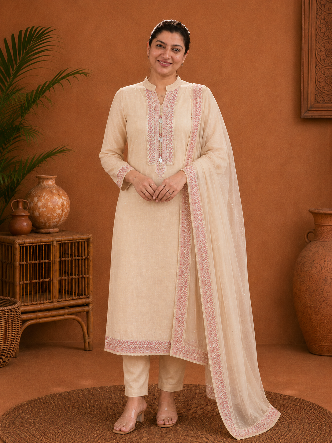 Embroidery & Print Detailing Chanderi Salwar Set |SSC158