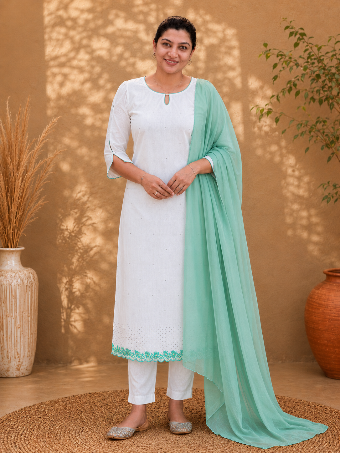 Sequence & Cut Beads Detailed Organza Salwar Set | SBP910