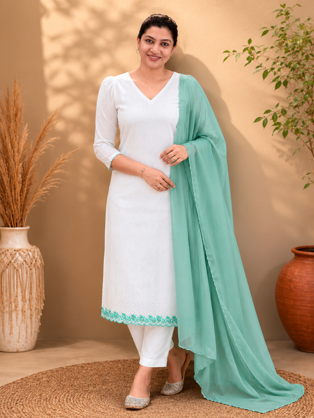 Sequence & Cut Beads Detailed Organza Salwar Set | SBP910