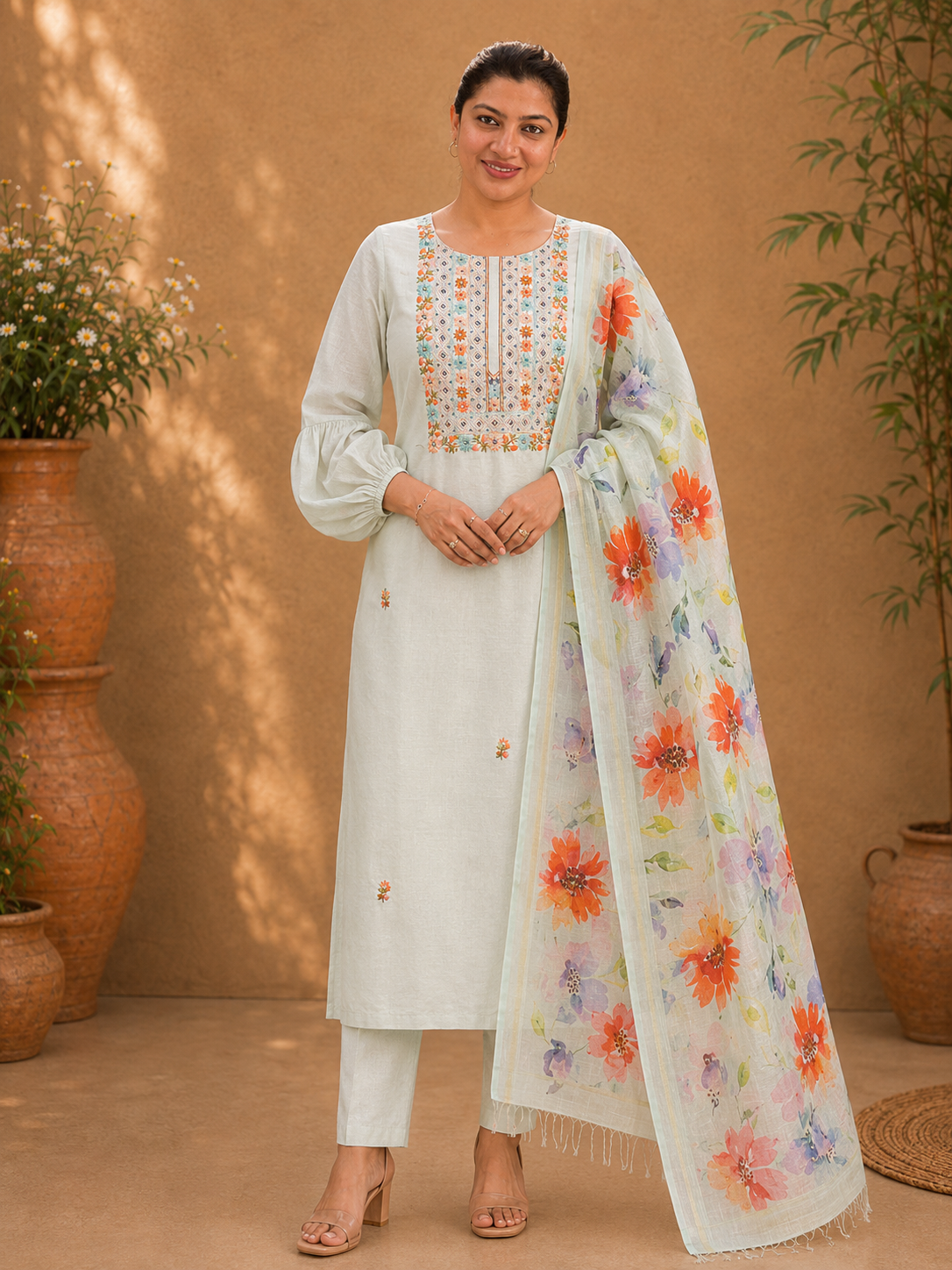 Hand Embroidery Detailed Chanderi Salwar Set | MM311