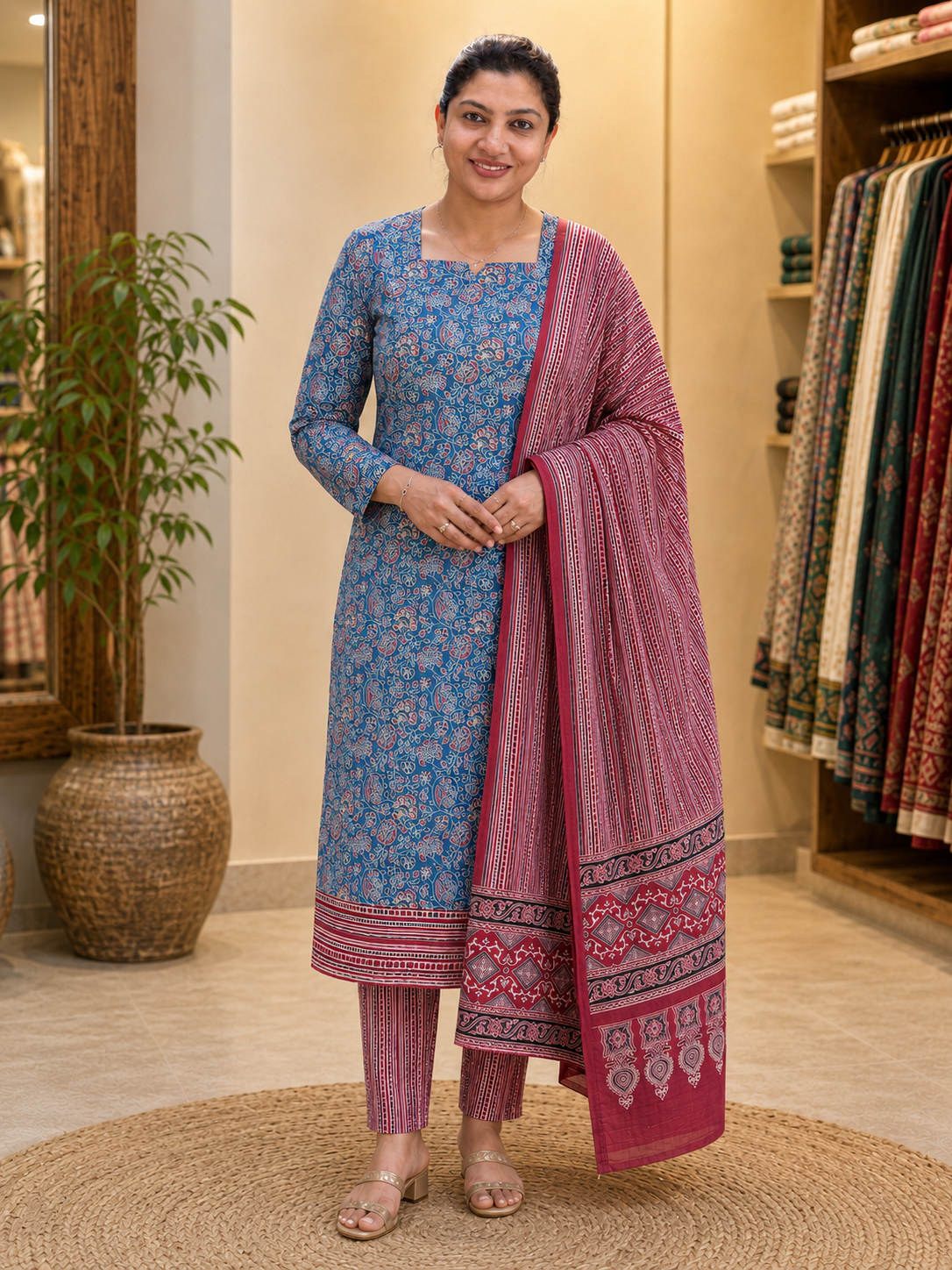 Ajrakh Printed Soft Cotton Salwar Set | MF163