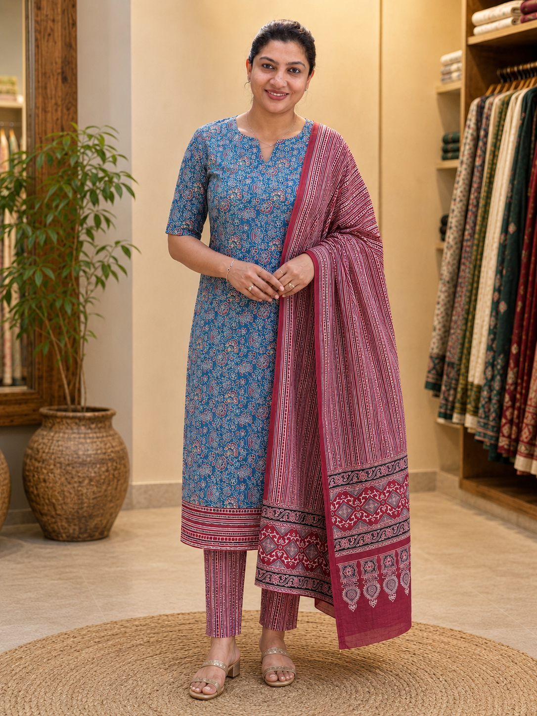 Ajrakh Printed Soft Cotton Salwar Set | MF163