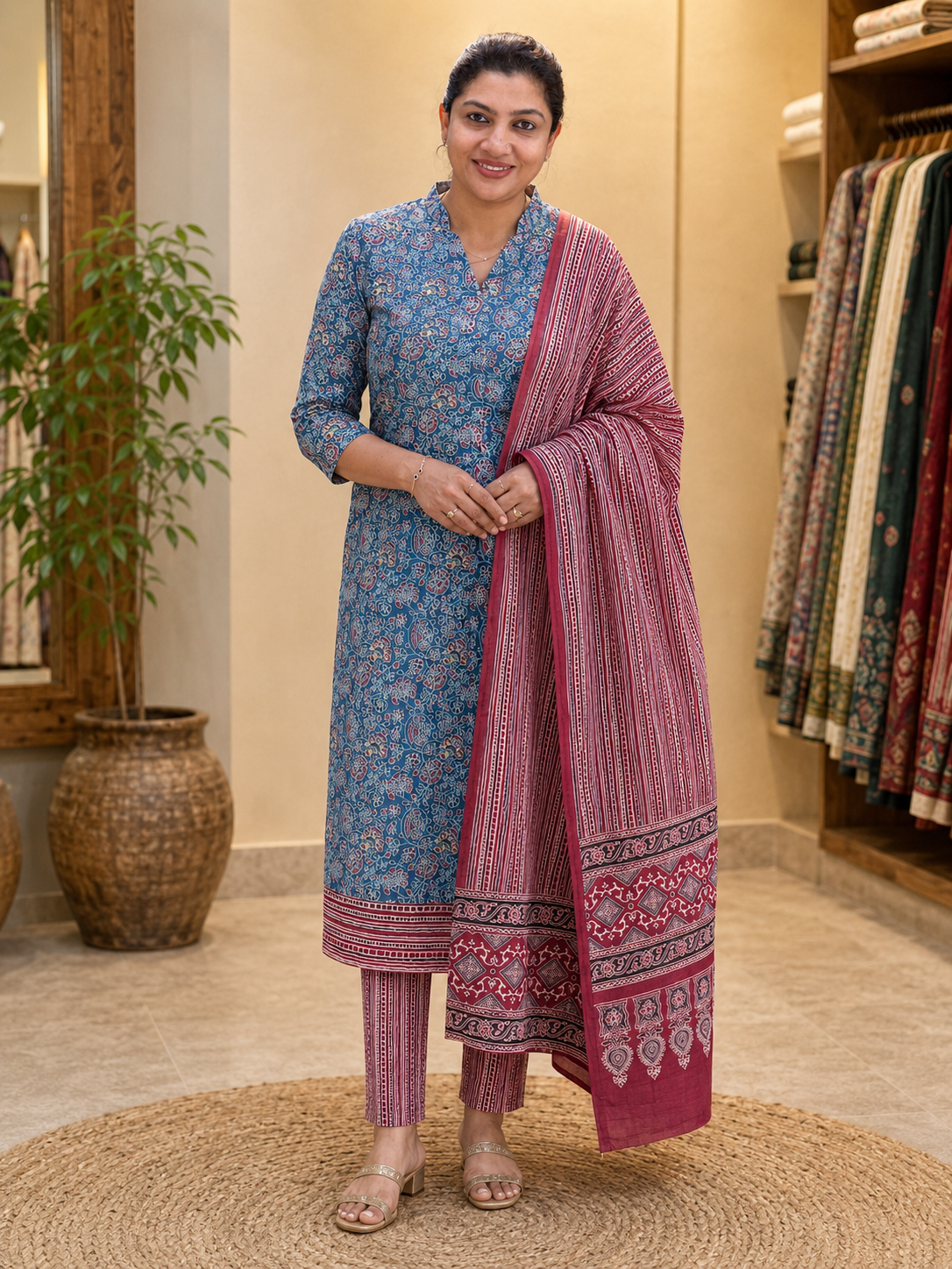 Ajrakh Printed Soft Cotton Salwar Set | MF163