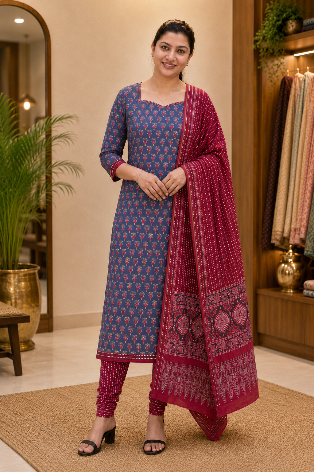 Ajrakh Printed Soft Cotton Salwar Set | MF180