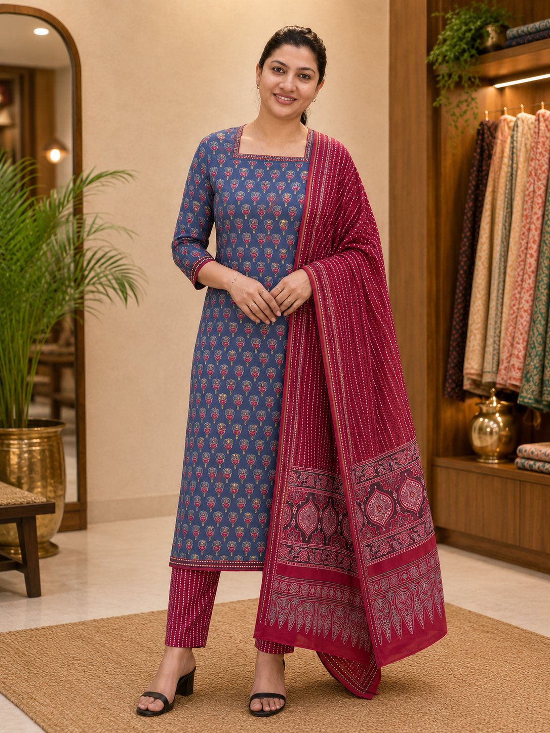 Ajrakh Printed Soft Cotton Salwar Set | MF180