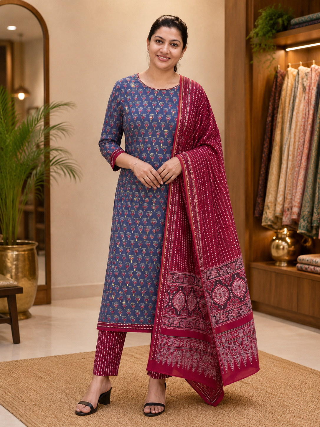 Ajrakh Printed Soft Cotton Salwar Set | MF180