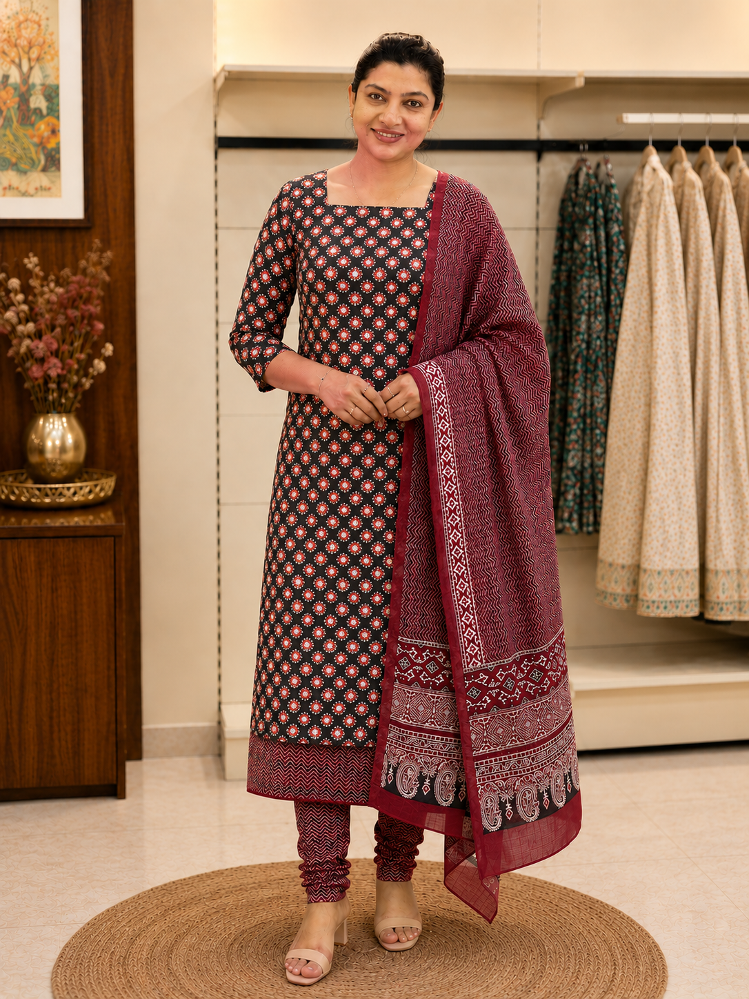 Ajrakh Printed Soft Cotton Salwar Set | MF172