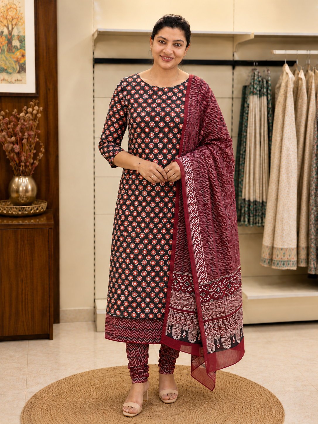 Ajrakh Printed Soft Cotton Salwar Set | MF172