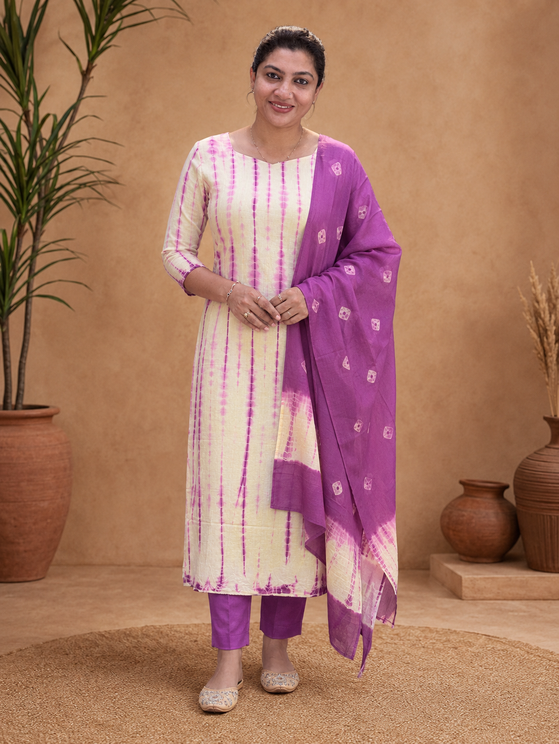 Tie And Dye Patterned Cotton Salwar Set | VFC557