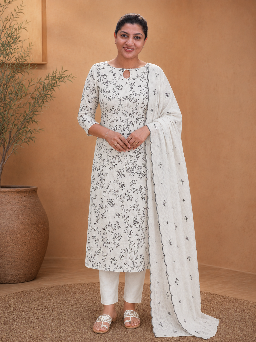 Jaal Patterned Embroidered Kota Salwar Set | MR453