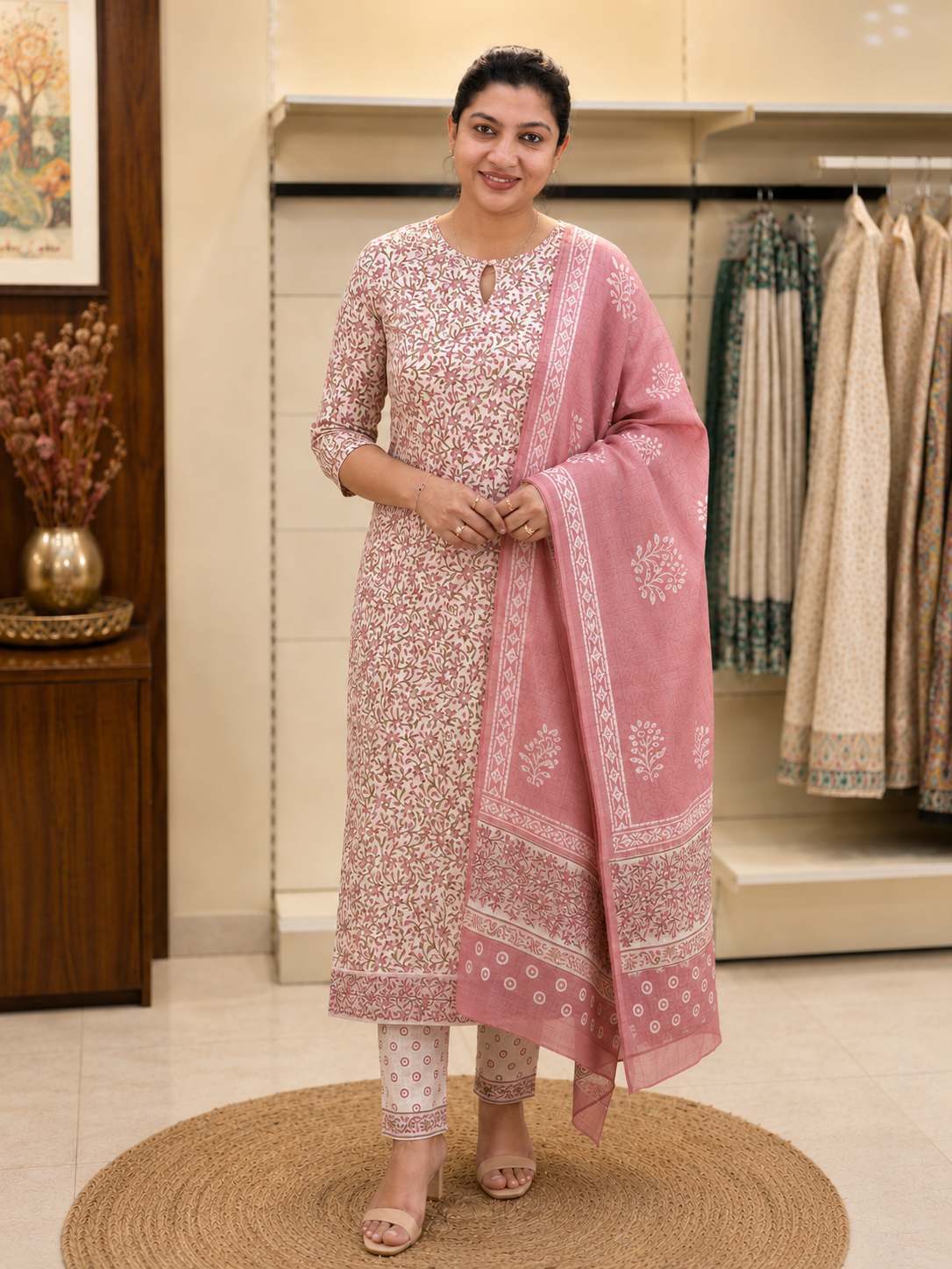 Floral Jaal Pattern Cotton Salwar Set | MF186