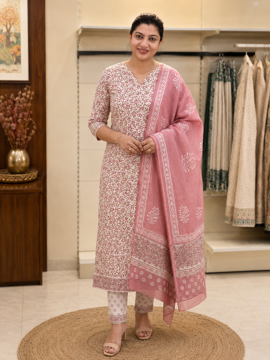 Floral Jaal Pattern Cotton Salwar Set | MF186